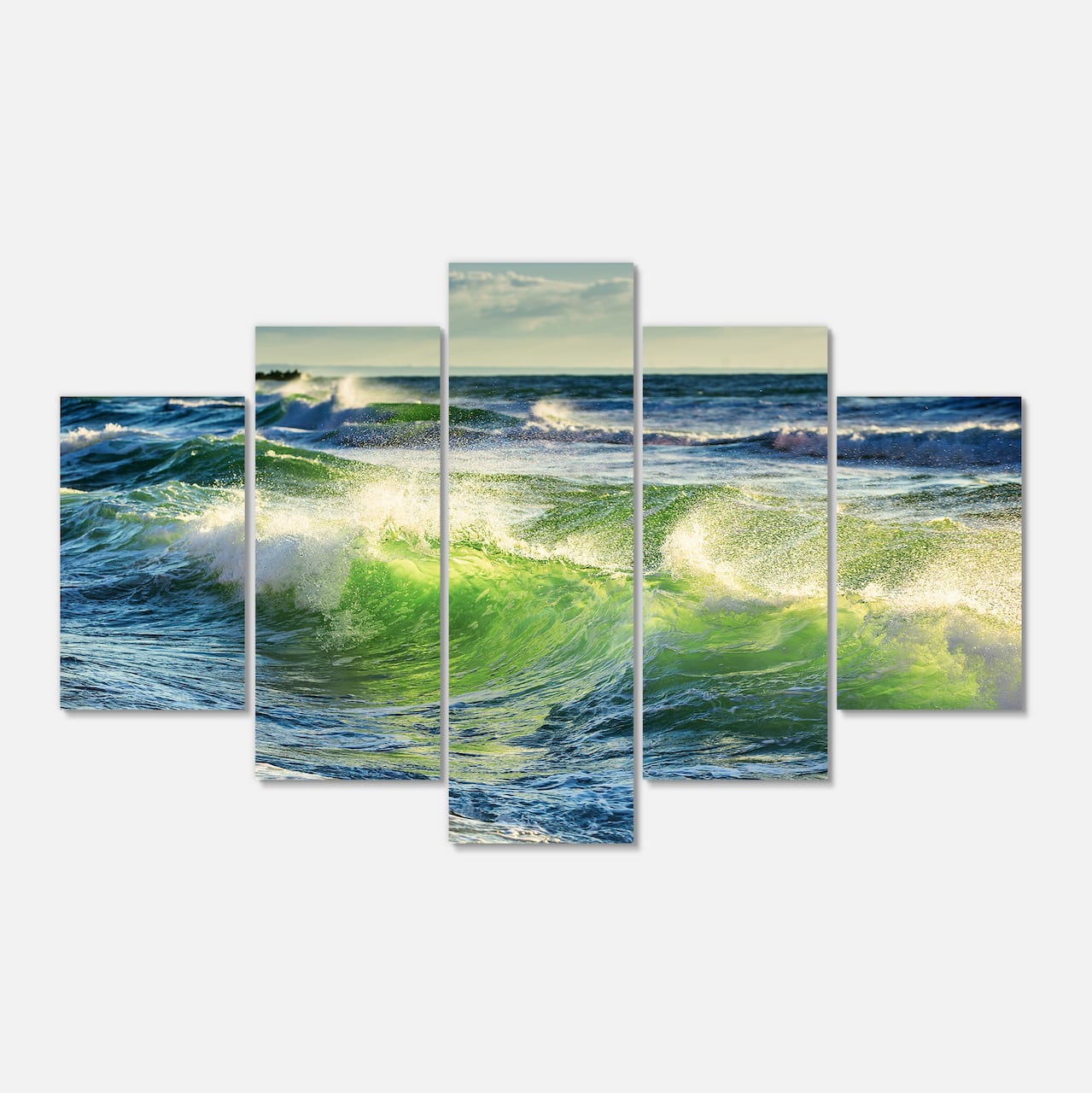 Designart - Sunrise and Shining Waves in Ocean - Beach Photo Canvas Print